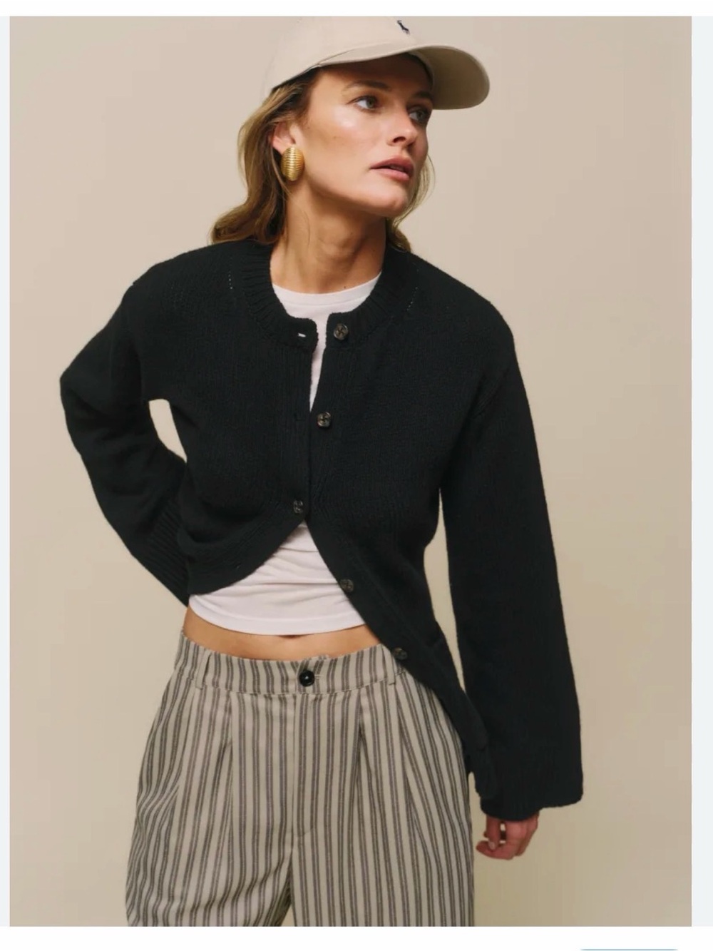 Reformation Franco Split Hem Cardigan Black - Size M